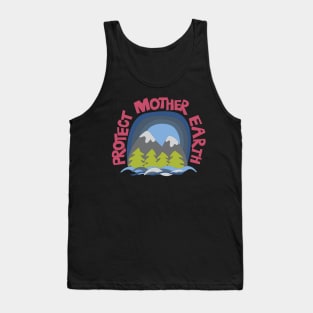 Protect Mother Earth Illustrated Mountain Climate Change Ambassador Tank Top